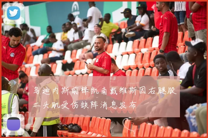 乌迪内斯前锋凯南戴维斯因右腿股二头肌受伤缺阵消息发布